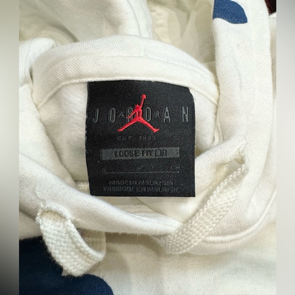 Jordan Fleece Pullover Hoodie Womens Brooklyn Artist Series WhiteBlue SizeS NWOT - Picture 4 of 5
